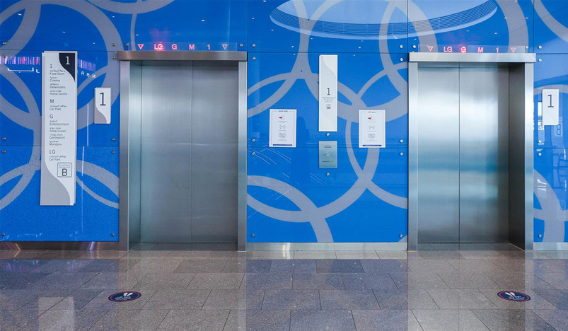 Touchless elevators at Doha Festival City